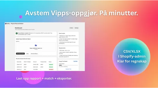 Settly ‑ Payout Reconciliation screenshot
