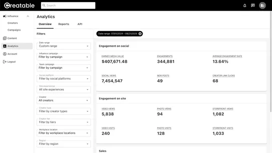 Creatable Influencer Marketing screenshot