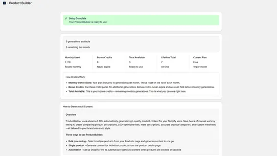 ProductBuilder AI Content screenshot