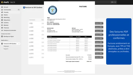 Facture Québec Loi 96 screenshot