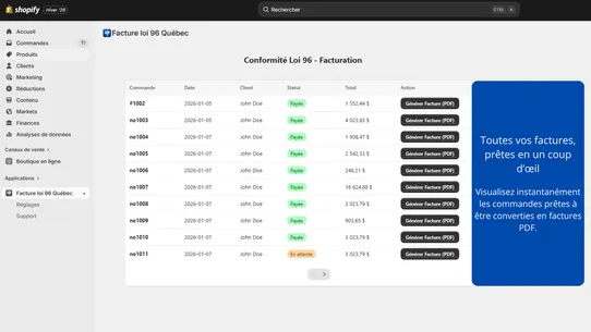 Facture Québec Loi 96 screenshot
