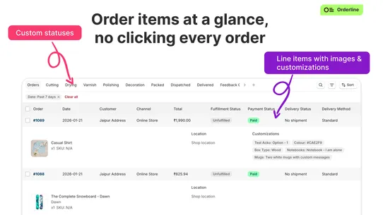 Orderline custom order manager screenshot
