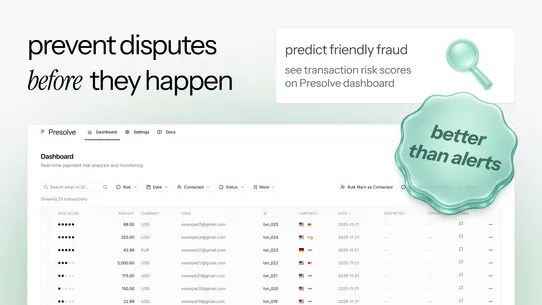 Presolve ‑ Predict Chargebacks screenshot