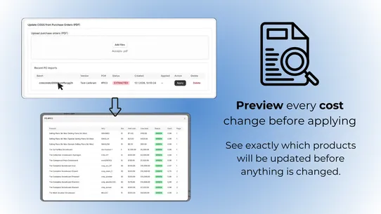 Easy COGS: update product cost screenshot