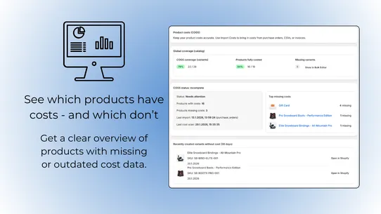 Easy COGS: update product cost screenshot