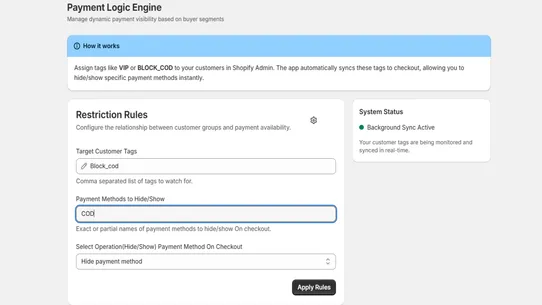 Tychons Checkout Rules screenshot