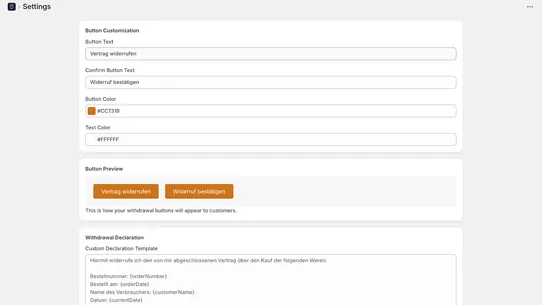 Widerruf Button Form Email PDF screenshot