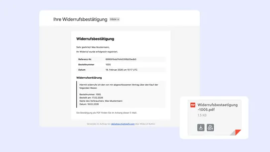 Widerruf Button Form Email PDF screenshot