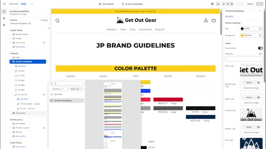 Enterprise Theme Sections screenshot