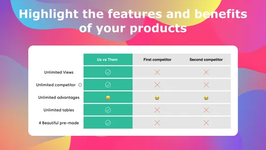 Us vs Them ‑ Comparison Tables screenshot
