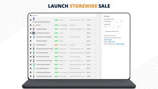 BL Bulk Product Edit screenshot