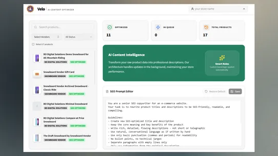 Velo: AI Content Optimizer screenshot