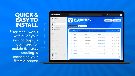 Power Tools Filter Menu screenshot