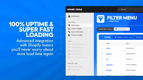Power Tools Filter Menu screenshot