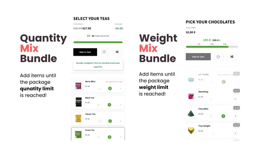 MixBundle Quantity and Weight screenshot