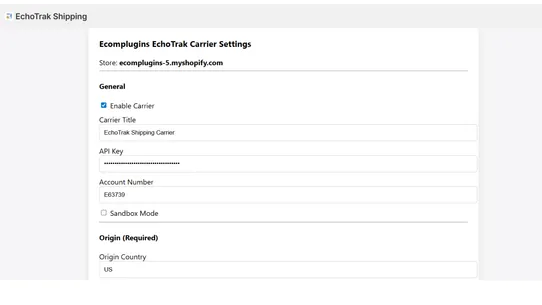 EchoTrak Shipping Integration screenshot