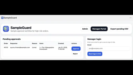 SampleGuard ‑ Order Approval screenshot
