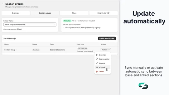 Section Link screenshot