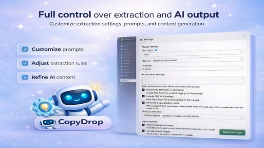CopyDrop AI Product Import screenshot