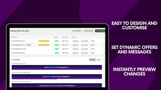 Optimised Free Shipping Bar screenshot