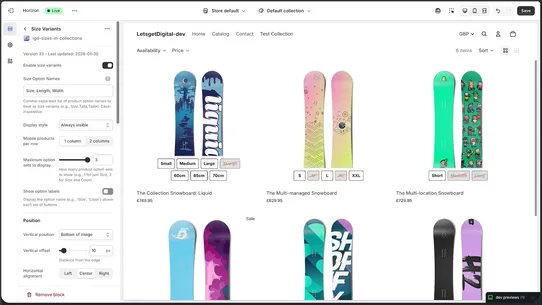 LGD ‑ Sizes in Collections screenshot