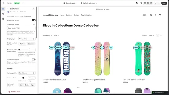 LGD ‑ Sizes in Collections screenshot