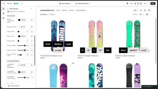 LGD ‑ Sizes in Collections screenshot