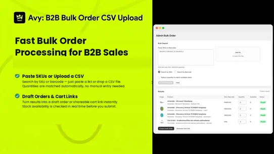 Avy: B2B Bulk Order CSV Upload screenshot