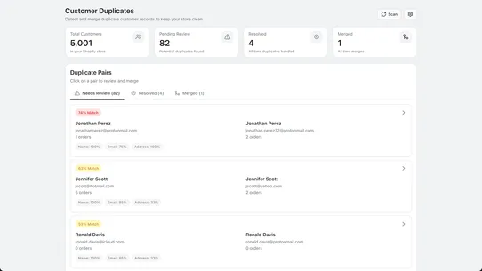 Singulary ‑ Merge Customers screenshot