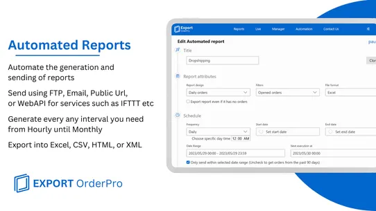 EXPORT OrderPro: Order reports screenshot