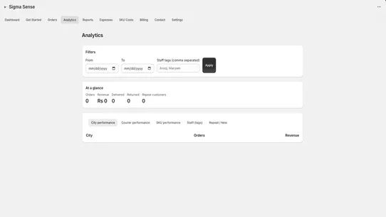Sigma Sense Analytics screenshot