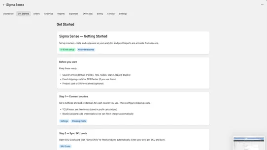Sigma Sense Analytics screenshot