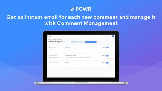 POWR: Customer Comments screenshot