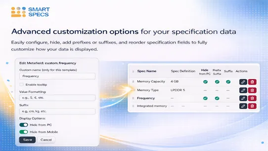Smart specs screenshot