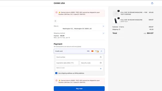 Compliance Shipping Check screenshot