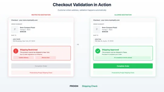 Compliance Shipping Check screenshot