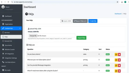 AI CHAT SUPPORT screenshot
