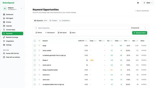 Robot‑Speed ‑ SEO AI agent screenshot