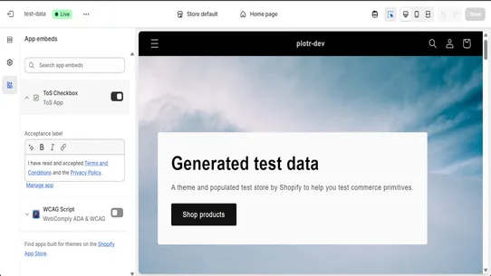 Cart Terms Checkbox screenshot