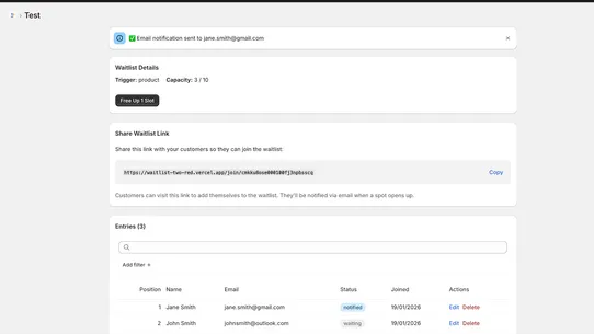 Waitlist Flow Wizard screenshot