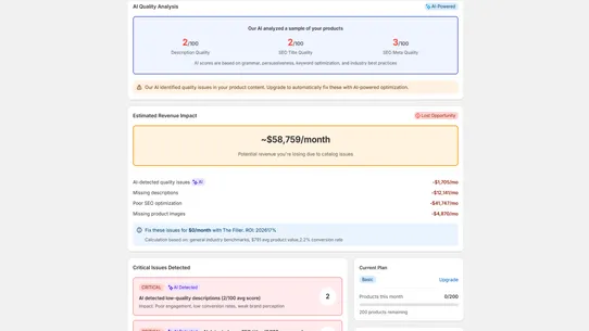 The Filler: AI Product &amp; SEO screenshot