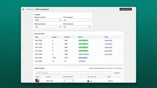Product Component Manager screenshot