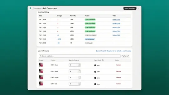 Product Component Manager screenshot