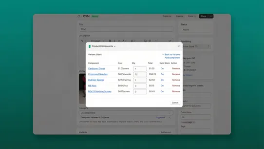 Product Component Manager screenshot