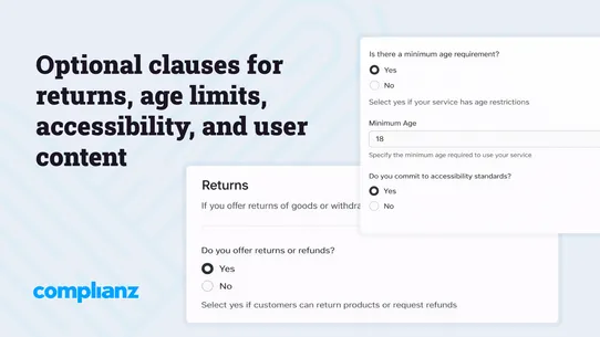 Complianz Terms and Conditions screenshot
