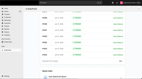 OrderProof screenshot