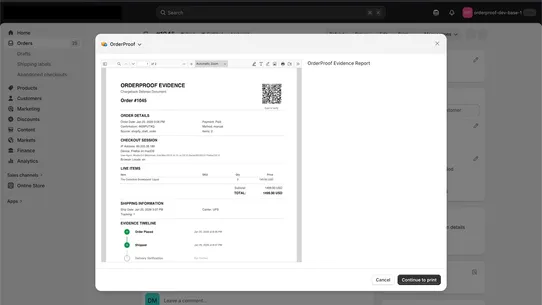 OrderProof screenshot