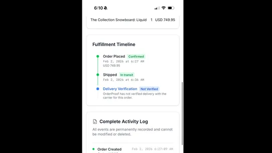 OrderProof screenshot