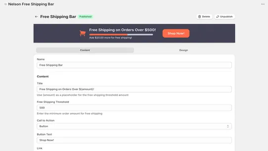 Nelson Free Shipping Bar screenshot