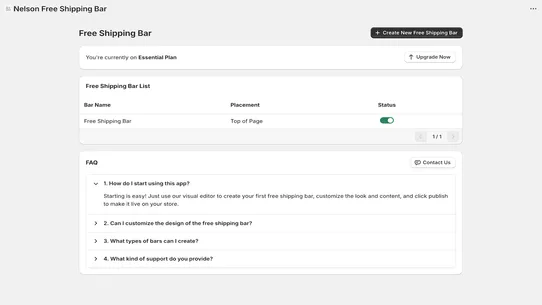 Nelson Free Shipping Bar screenshot